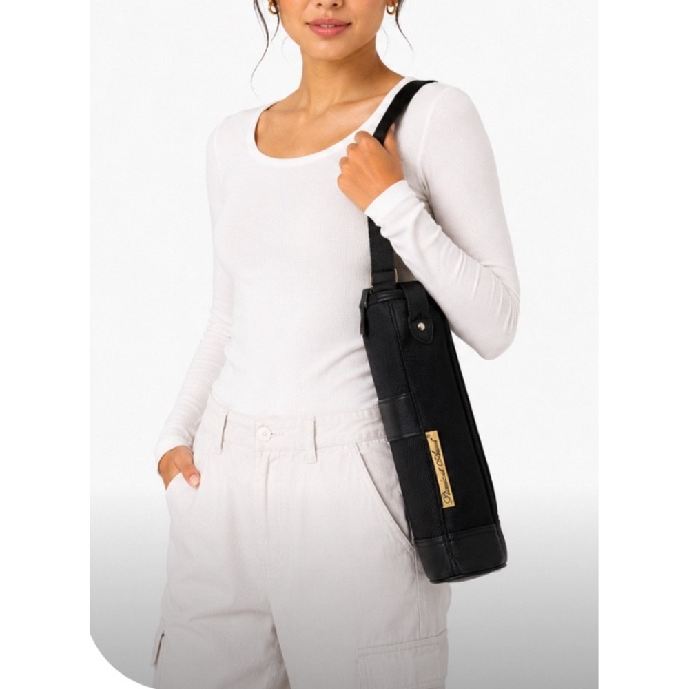 Picnic at Ascot Insulated Single Bottle Wine Carrier Bag Black Nylon Tote